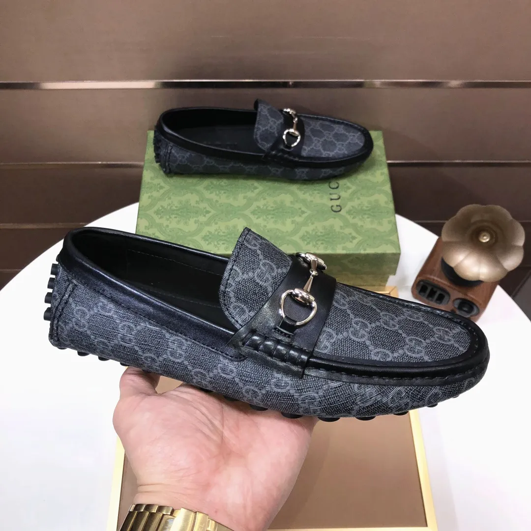 Men's Men's Shoes💰420💰[Gucci GUCCI] (High-end Niuli) New 🍀Gucci*-Gucci Peas Shoes! Made of imported original cowhide, the inner top layer is comfortable cowhide lining! Original wear-resistant rubber outsole! High quality products! Code number 38-44!